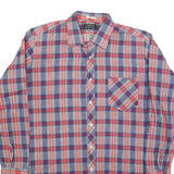 CONTE Mens Blue & Red Plaid Shirt L Cotton Blend Casual Long Sleeve Button