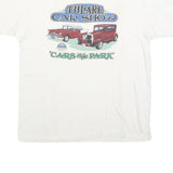 HANES Mens White Tulare Car Show Graphic T-Shirt XL Short Sleeve Crew Neck