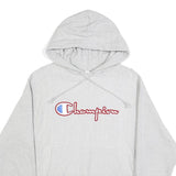 CHAMPION REVERSE WEAVE Mens Grey Hoodie M Cotton Blend Pullover Logo Sweatshirt