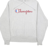 CHAMPION REVERSE WEAVE Mens Grey Hoodie M Cotton Blend Pullover Logo Sweatshirt