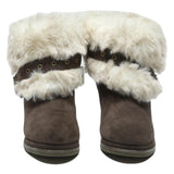 CAT Womens Wedge Ankle Boots Brown Leather UK 3 Fur Trim Buckle Detail