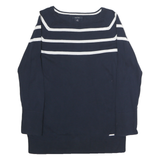 NAUTICA Mens Navy Blue & White Striped Plain Crew Neck Cotton Jumper S Casual