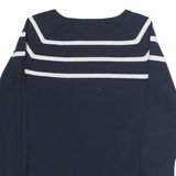 NAUTICA Mens Navy Blue & White Striped Plain Crew Neck Cotton Jumper S Casual
