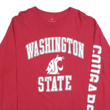 FANATICS Mens Red Washington State Graphic Long Sleeve Crew Neck T-Shirt L