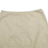 DKNY Womens Beige Cotton Mini Skirt Eyelet Embroidered Floral Scalloped Hem S