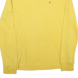 TOMMY HILFIGER Mens Yellow Plain Cotton Blend Pullover Crew Neck Jumper L Casual