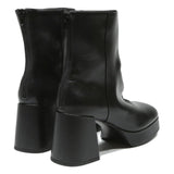 CHARLES & KEITH Womens Leather Black Platform Ankle Boots UK 4 Stylish