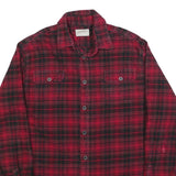 JACHS Mens Red & Black Checked Shirt L Casual Cotton Blend Long Sleeve Button