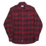 JACHS Mens Red & Black Checked Shirt L Casual Cotton Blend Long Sleeve Button