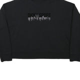 DKNY Womens Black Cotton Blend Turtleneck XL Sport Logo Sweatshirt Pullover