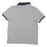 TOMMY HILFIGER Mens Grey & Navy Short Sleeve Colourblock Polo Shirt M Cotton