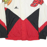 APEX ONE Mens White & Red Graphic Nylon Jacket M Zip Closure Sportswear