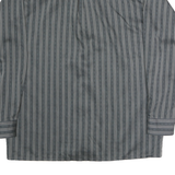 SCHILD Mens Grey & White Stripe Cotton Blend Shirt L Button Collar Long Sleeve