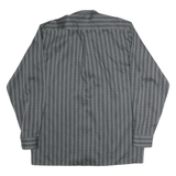 SCHILD Mens Grey & White Stripe Cotton Blend Shirt L Button Collar Long Sleeve