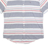 TOMMY HILFIGER Mens Blue & Red Striped Shirt M Cotton Blend Casual Summer