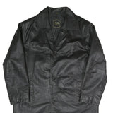ETCH LEDER Mens Black Leather Button Jacket L Leather Classic Button Closure