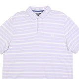 CHAPS Mens Lilac & White Striped Short Sleeve Polo Shirt L Cotton Blend Casual