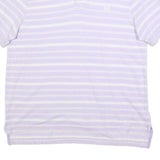 CHAPS Mens Lilac & White Striped Short Sleeve Polo Shirt L Cotton Blend Casual