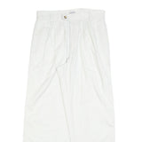 CASUAL LAND Womens Cotton Blend White Relaxed Straight Trousers W30 L30 Casual
