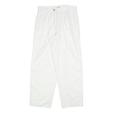 CASUAL LAND Womens Cotton Blend White Relaxed Straight Trousers W30 L30 Casual
