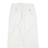 CASUAL LAND Womens Cotton Blend White Relaxed Straight Trousers W30 L30 Casual