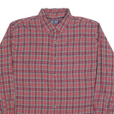 CHAPS Mens Red Plaid Shirt XL Button Down Cotton Blend Classic Fit Casual