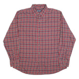 CHAPS Mens Red Plaid Shirt XL Button Down Cotton Blend Classic Fit Casual
