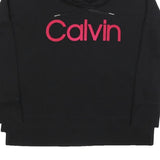 CALVIN KLEIN Womens Black Hoodie L Cotton Blend Casual Pullover