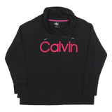 CALVIN KLEIN Womens Black Hoodie L Cotton Blend Casual Pullover