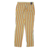 Womens Cotton Blend Slim Stripe Trousers W30 L29 Colourful Zip Closure Casual