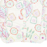 ZARA Womens White Printed Shirt Long Sleeve Collared L Cotton Blend Casual