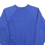 Womens Blue Crew Neck Sweatshirt S Cotton Blend Embroidered Peacock Feather
