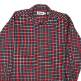 MARKS Mens Red & Blue Checked Shirt L Long Sleeve Cotton Casual Button Front