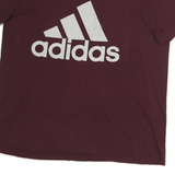 ADIDAS Mens Maroon Cotton Graphic T-Shirt L Short Sleeve Crew Neck Logo Print