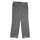 THREENITY Mens Grey Regular Fit Straight Cotton Blend Jeans W32 L33 Zip Closure