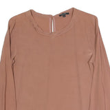 TOUDY Womens Beige Long Sleeve Round Neck Plain Top S Lightweight Versatile