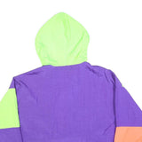 Womens Green & Purple Orange Colourblock Hooded Zip Jacket L Polyester Blend