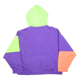 Womens Green & Purple Orange Colourblock Hooded Zip Jacket L Polyester Blend