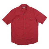 WRANGLER Mens Red Short Sleeve Cotton Blend Shirt M Casual Button Front