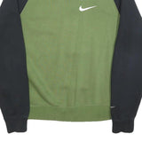 NIKE Mens Green & Black Crew Neck S Cotton Blend Sweatshirt Double Swoosh Logo