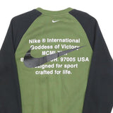 NIKE Mens Green & Black Crew Neck S Cotton Blend Sweatshirt Double Swoosh Logo