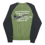 NIKE Mens Green & Black Crew Neck S Cotton Blend Sweatshirt Double Swoosh Logo