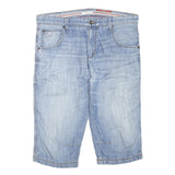 S.OLIVER Mens Shorts Blue Denim L W38 Casual Cotton Blend Regular Fit Zip Pocket