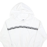ADIDAS Womens White Cotton Blend Pullover Hoodie UK 10 Cropped Logo Tape