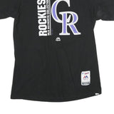 MAJESTIC Mens Black Colorado Rockies Graphic T-Shirt M Short Sleeve Crew Neck