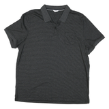 CALVIN KLEIN Mens Black Pinstripe Short Sleeve Polo Shirt M Cotton Casual