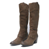 BORN Womens Brown Leather Mid Calf Block Heel Boots UK 5 Casual Stylish