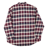 DAVID TAYLOR Mens Red & Navy Check Shirt XL Cotton Blend Long Sleeve Casual