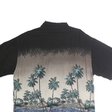 HOLLIS RIVER Mens Black & Taupe Rayon XL Hawaiian Shirt Tropical Palm Print