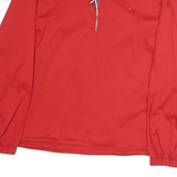 TOMMY HILFIGER Womens Red Cotton Top Long Sleeve Round Neck S Zip Front Detail